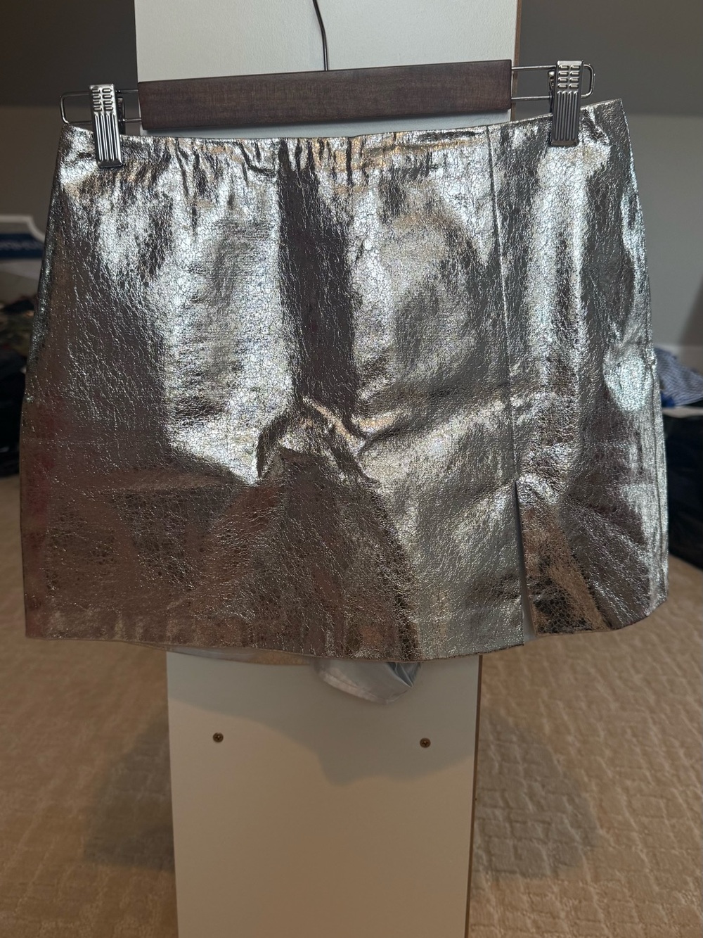 Amanda Uprichard Silver Metallic Mini Skort